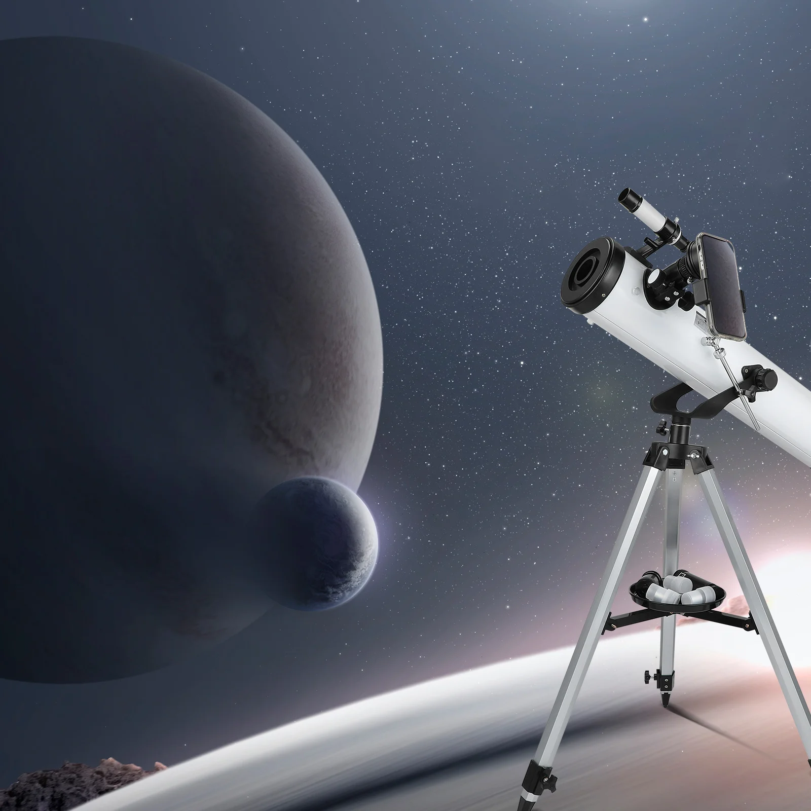 

525X Magnification Astronomy Telescope Large Aperture Reflector Tripod Stargazing Planet Observation Portable Night