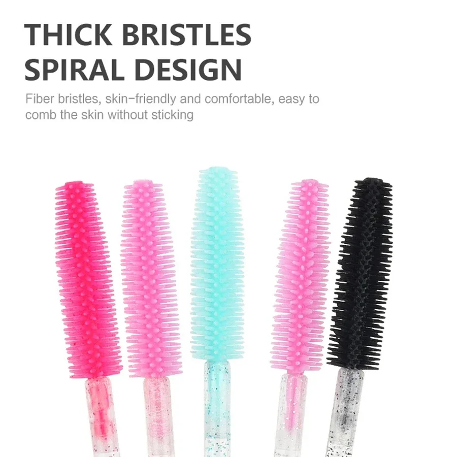 50 Uds. Aplicador de varitas de rímel de cristal de silicona, cepillos de pestañas desechables, peine para mujeres, cepillo de maquillaje, herramientas de belleza
