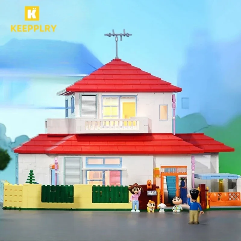 Keeppley Crayon Shin-chan's Home Building Blocks House Model Desktop Ornaments Assembly Educational Toys Collection Gift