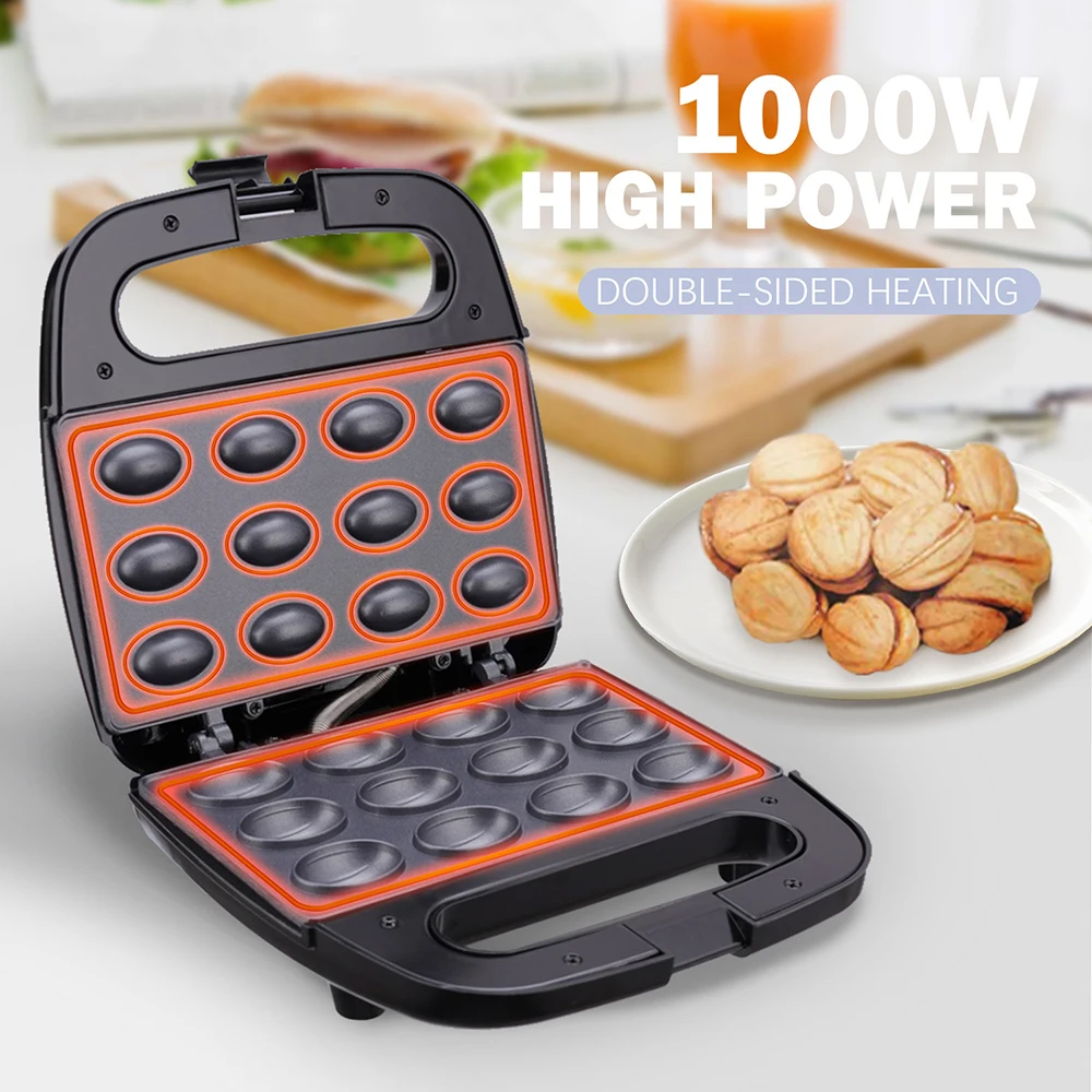 Walnut Biscuit Maker 12 Hole Nut Making Machine Electric Walnut Cake Maker Non-stick Tray for Baking Breakfast Molds