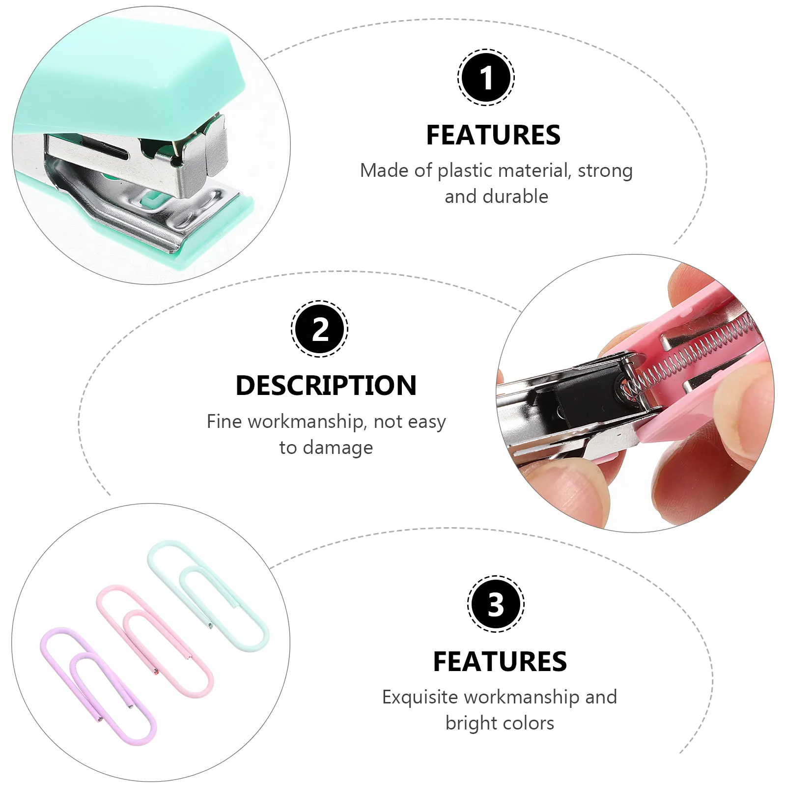 3 Sets Stapler Combination Mini Paper Clips Office Binding Tools Colorful Practical Documents ganization Helper Reusable
