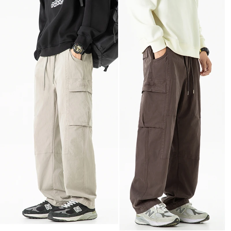 

Men's Workwear Pants 2025 New Autumn Winter Loose Straight Casual Pants Multi-ket Versatile Wide Leg Long Trousers