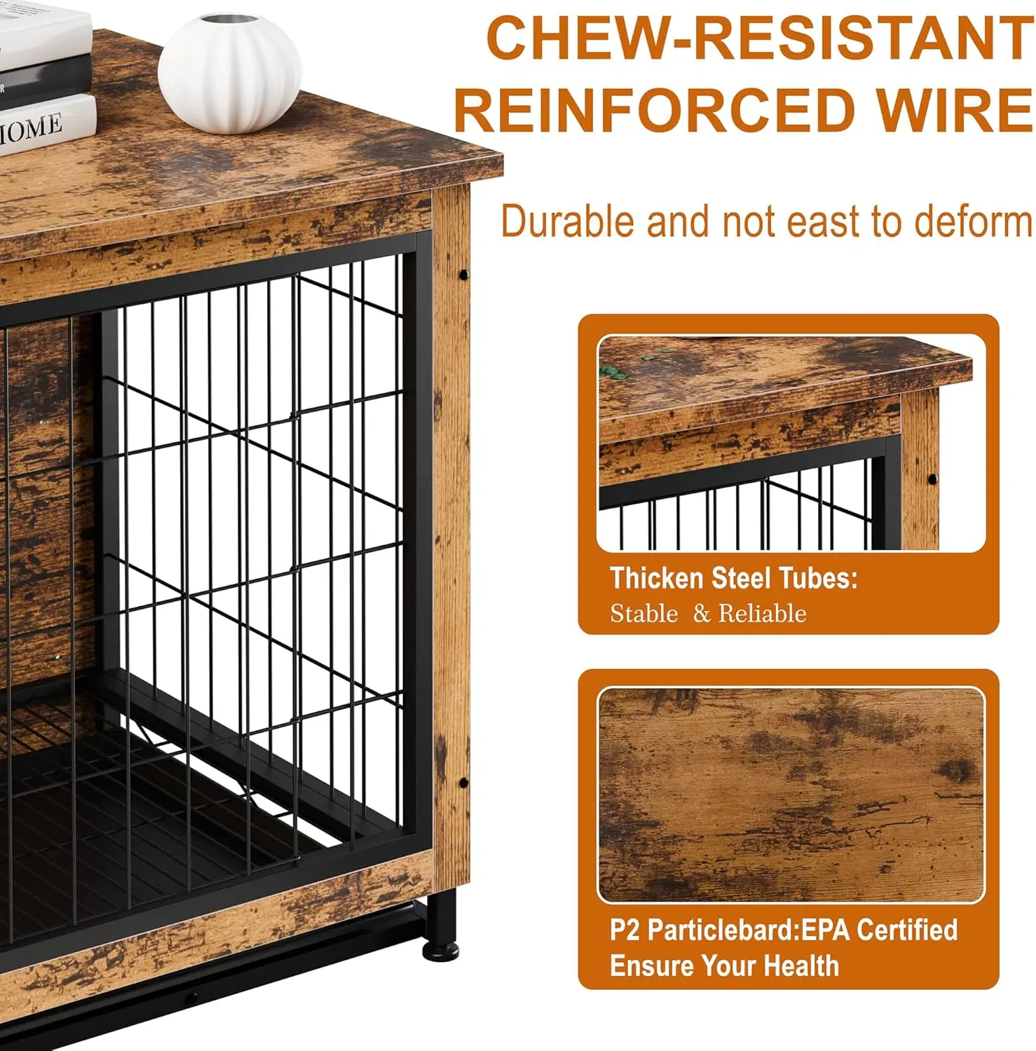 أثاث صندوق الكلاب، طاولة جانبية، بيت خشبي حديث للكلاب في الأماكن المغلقة، قفص كلب عالي التحمل مع متعدد الأغراض قابل للإزالة