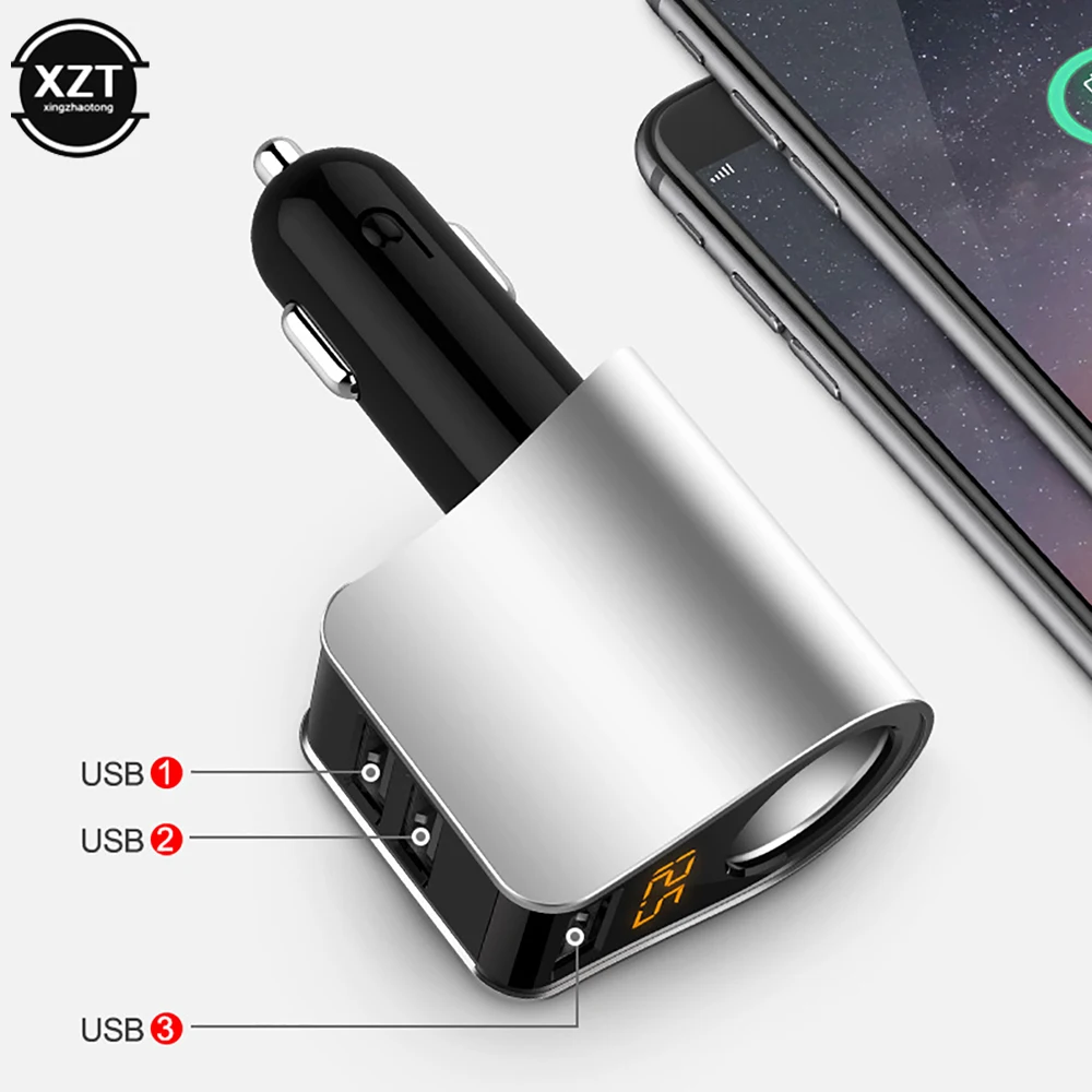 

Cigarette Lighter 3 USB Port Car Charger QC3.0 Car Lighter Charger Adapter Real-time Voltage Detect Car Lighter Universal