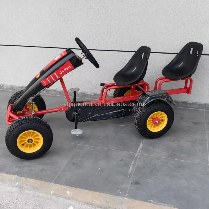 省スペースタンデムペダルゴーカート - 小型公園エリア向け200x100x70cmダブルシートカート