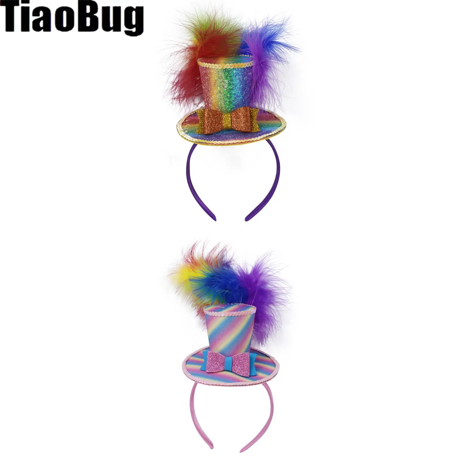 Dziecięca obręcz do włosów z cekinami i piórami Kostium Cosplay na Halloween Błyszcząca kokardka Opaska do włosów