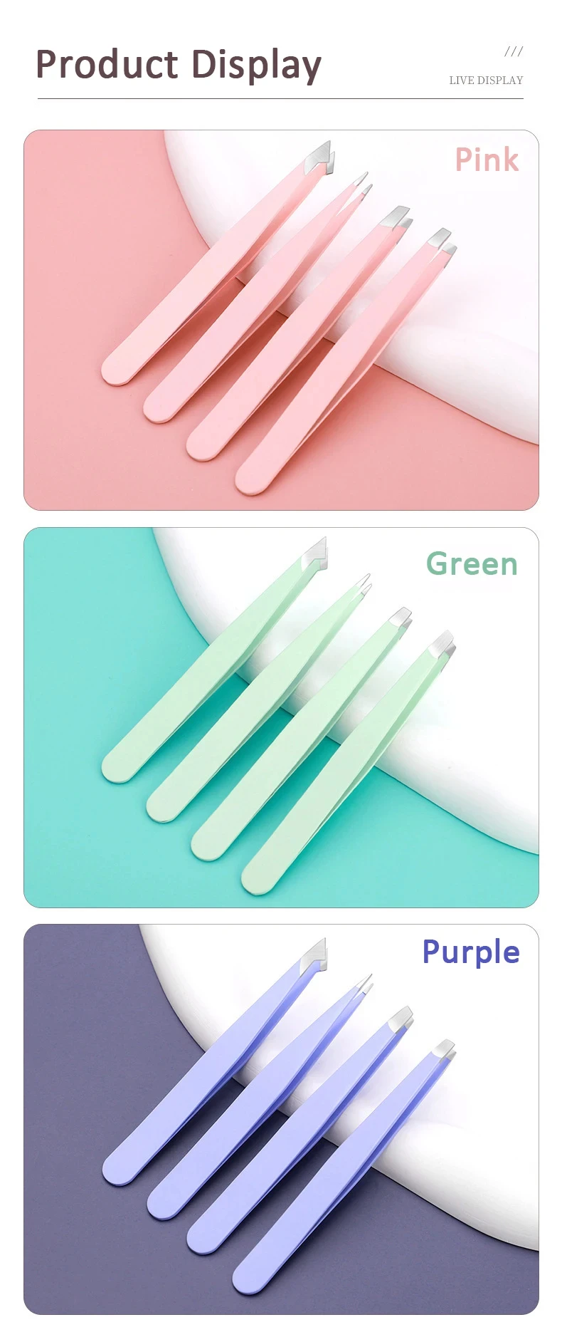 4-teiliges Augenbrauen-Clips, mehrfarbiges Pinzetten-Set für Frauen, tolle Präzision für eingewachsene Haare, Splinter, Gesichtshaarentfernung, Schönheitswerkzeug – Detail 4