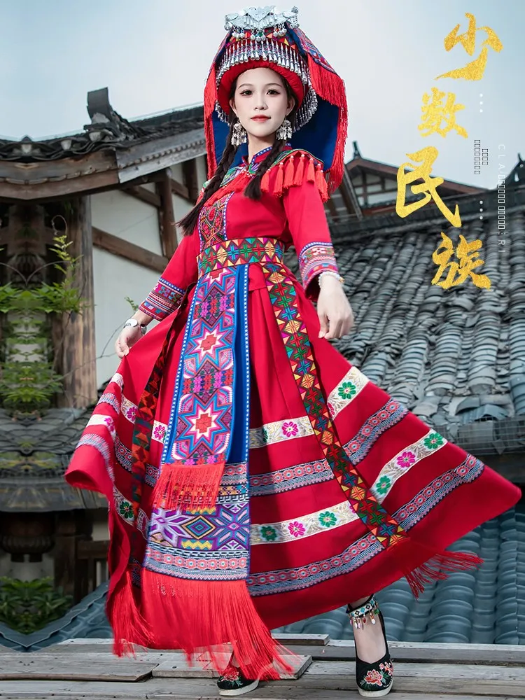 

Adult Nationality Women's Performance Clothing Miao Ethnic Group Ha Ni Ethnic Group Stage Costume Dong Ethnic Group Tradit...