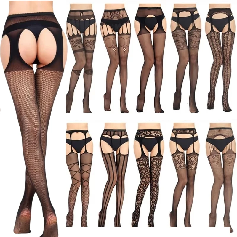 Women Sexy Lingerie Pantyhose Erotic Stockings Medias Hombre Mesh Open Crotch Fishnet Panty Bottoming Lntimate Goods Sexy