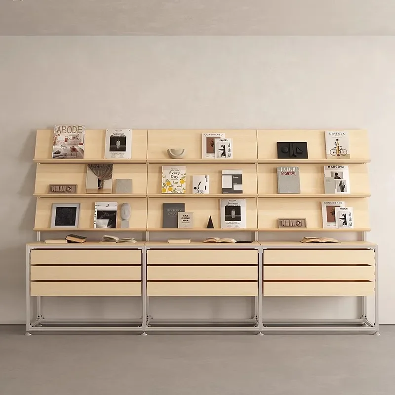 Birch Ocean Panel Aluminum Profile Display Shelf Shelf Storage Exhibition Bookshelf Industrial Wind File Drawer Display Sample