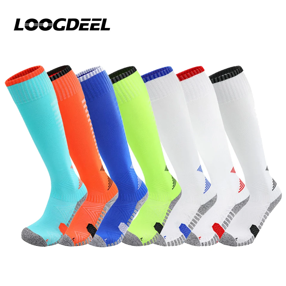 

Loogdeel 1Pair Professional Football Socks High Tube Moisture Wicking Training Long Socks with Anti Slip Towel Bottom