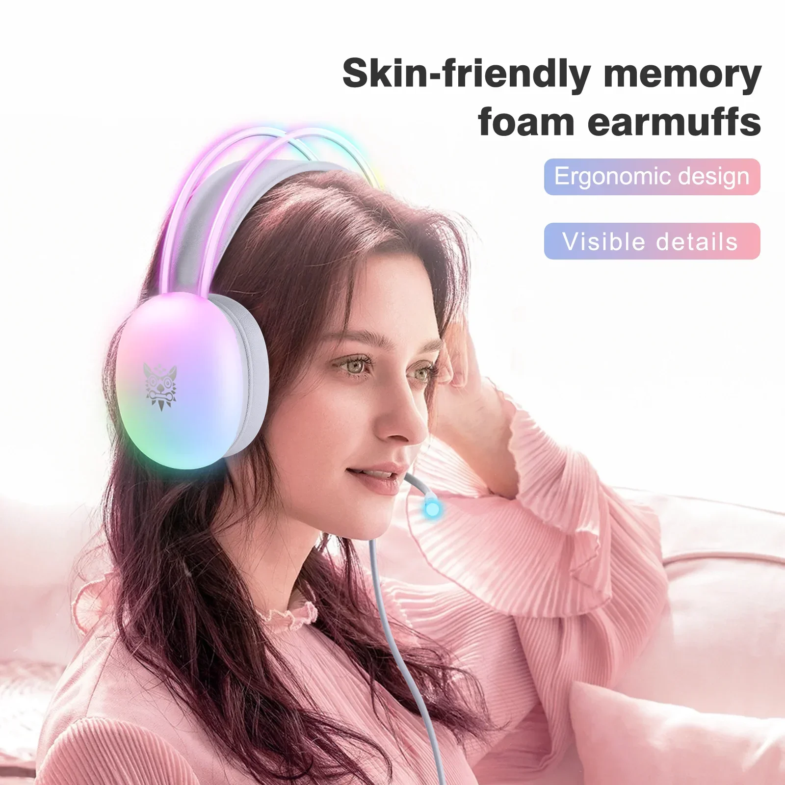 XIAOMI 2024 New Headset Full RGB PC Gaming Headphones with RGB Lights Gaming Headsets Head Mounted Computer Headphones