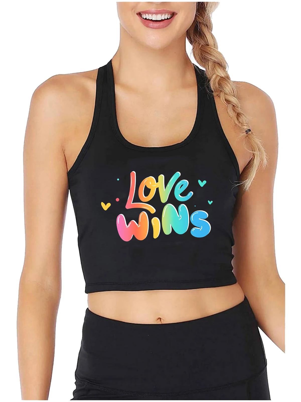 

Love Wins Design Sexy Slim Crop Top Happy Pride Month LGBTQI Cotton Tank Tops Bisexual Novel Creative Rainbow Camisole