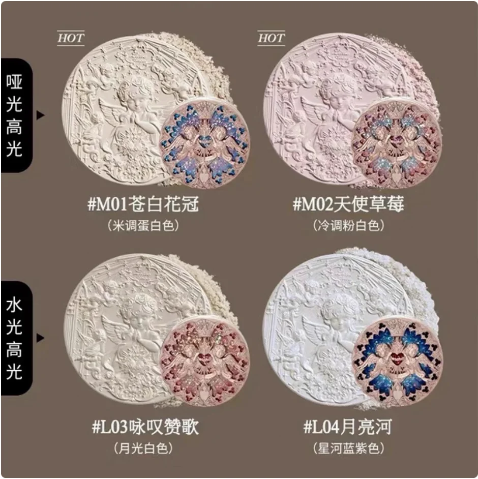 Flower Knows Little Angel Collection Embossed Highlighter Pearlescent Fine Shimmer Brightening 8g Brighten Natural Face Makeup