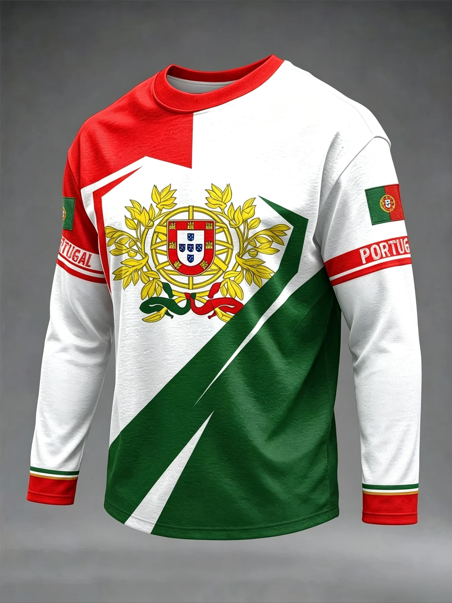 2027 Portuguese Fans Football Training Long-Sleeved T-Shirt - 3D Printing - Fashionable and Comfortable - Family Clothing