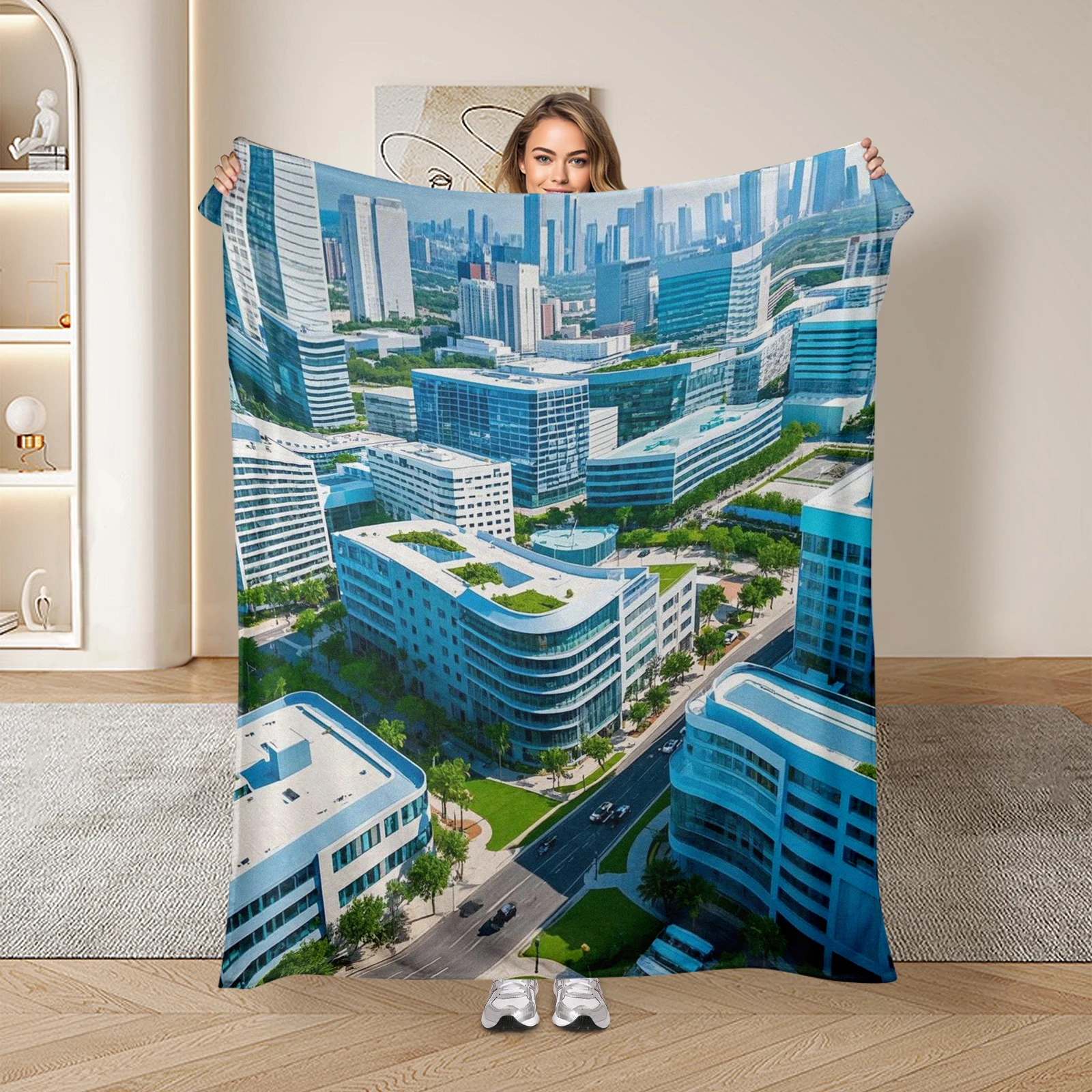 Urban Architecture Pattern Blanket A Wonderful Gift For Friends And Family Soft And Visually Appealing Design