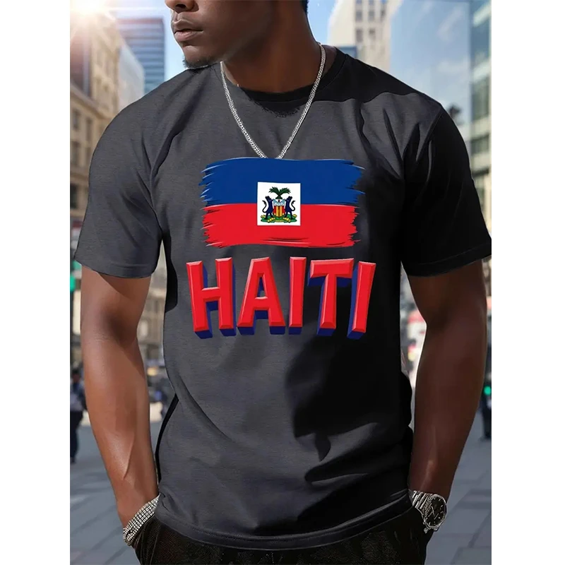 

Футбольные футболки Haiti, мужские спортивные футболки с флагом Гаитяна, уличные топы большого размера, унисекс, повседневные футболки с графическим рисунком, топы Y2k, мужские подарки