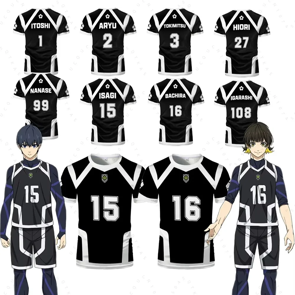 26 Japanische Anime Blue Lock Season Neue Isagi Fußballtrikots T-Shirts Cosplay Hyoma Chigiri Meguru Bachira T-Shirts Kinderkleidung