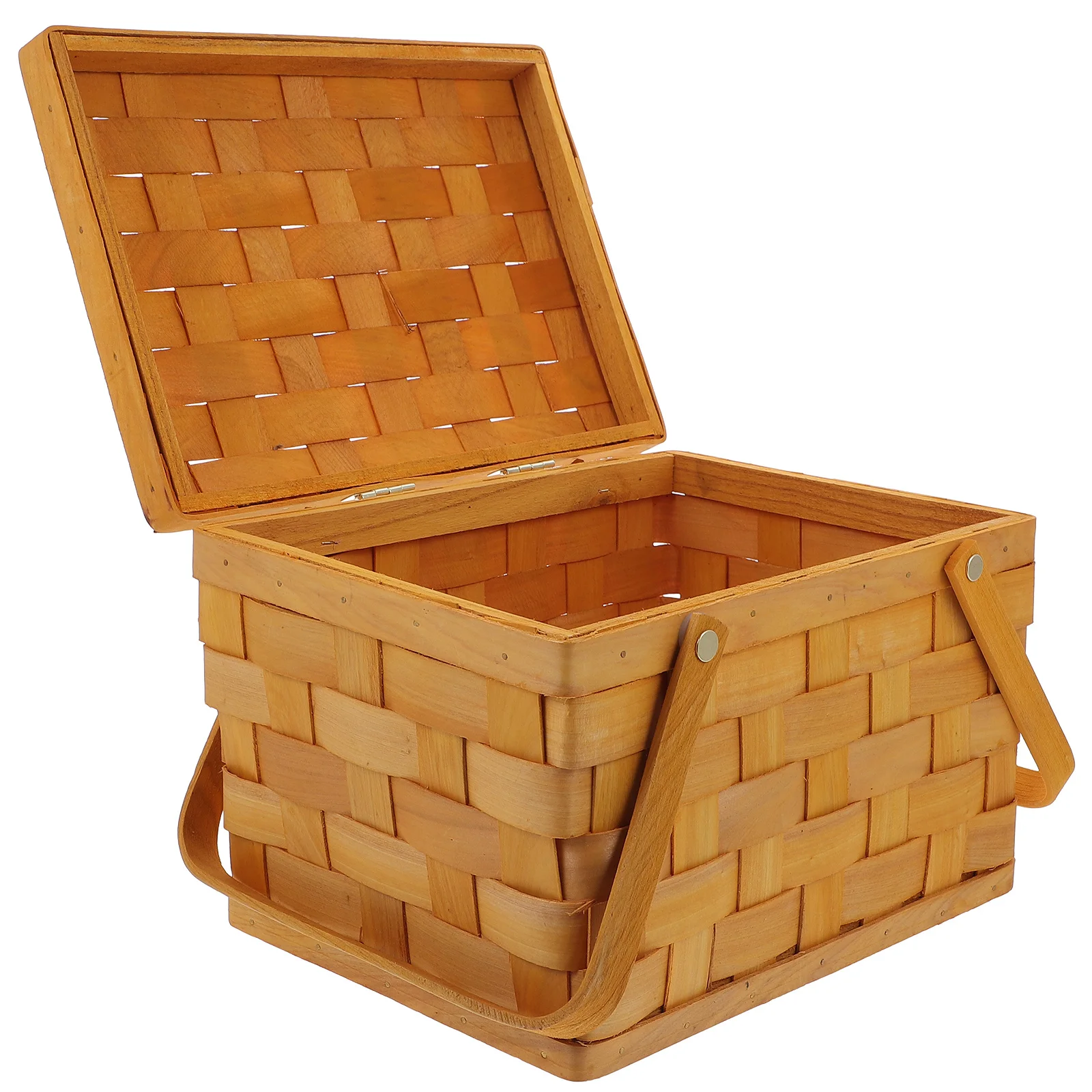 

1Pcs Wooden Woven Storage Basket Portable Fruit Holder Flower Container Tote Basket for Home Picnic Decoration