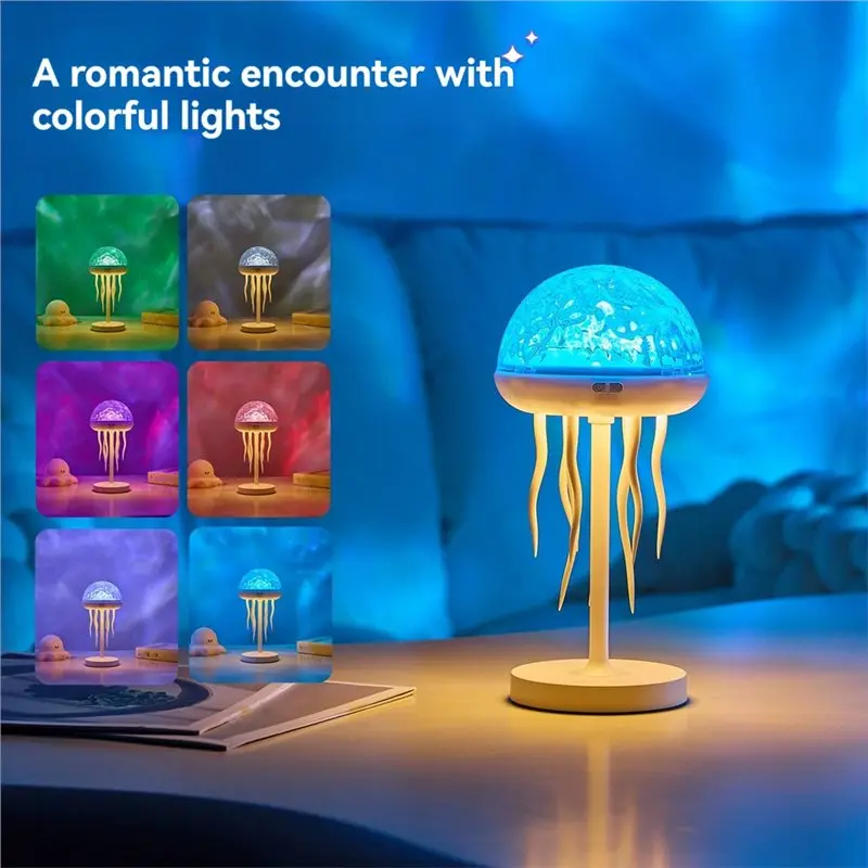 Ocean Wave Jellyfish Dynamic Starlight Water Ripple Atmosphere Night Light Soothing Projector For Bedroom Decoration-A14I