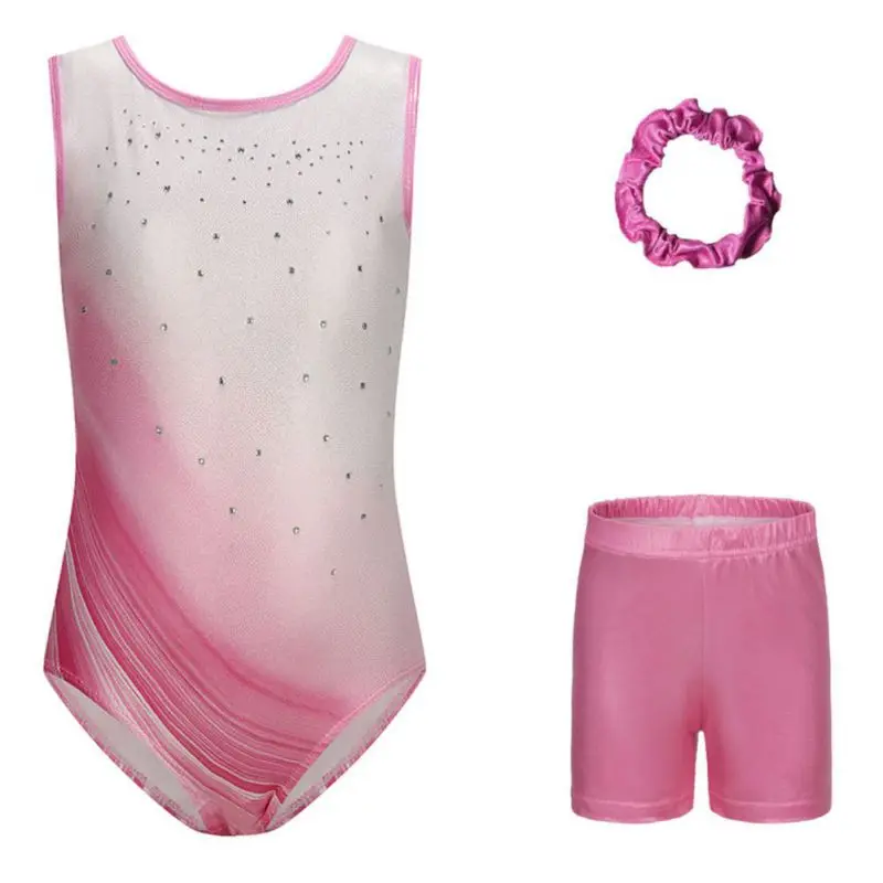الأطفال الفتيات 5-12 سنة الباليه ارتداءها مع السراويل هيرباند مجموعة الجمباز يوتار Lonog كم أكمام Dancewear #5