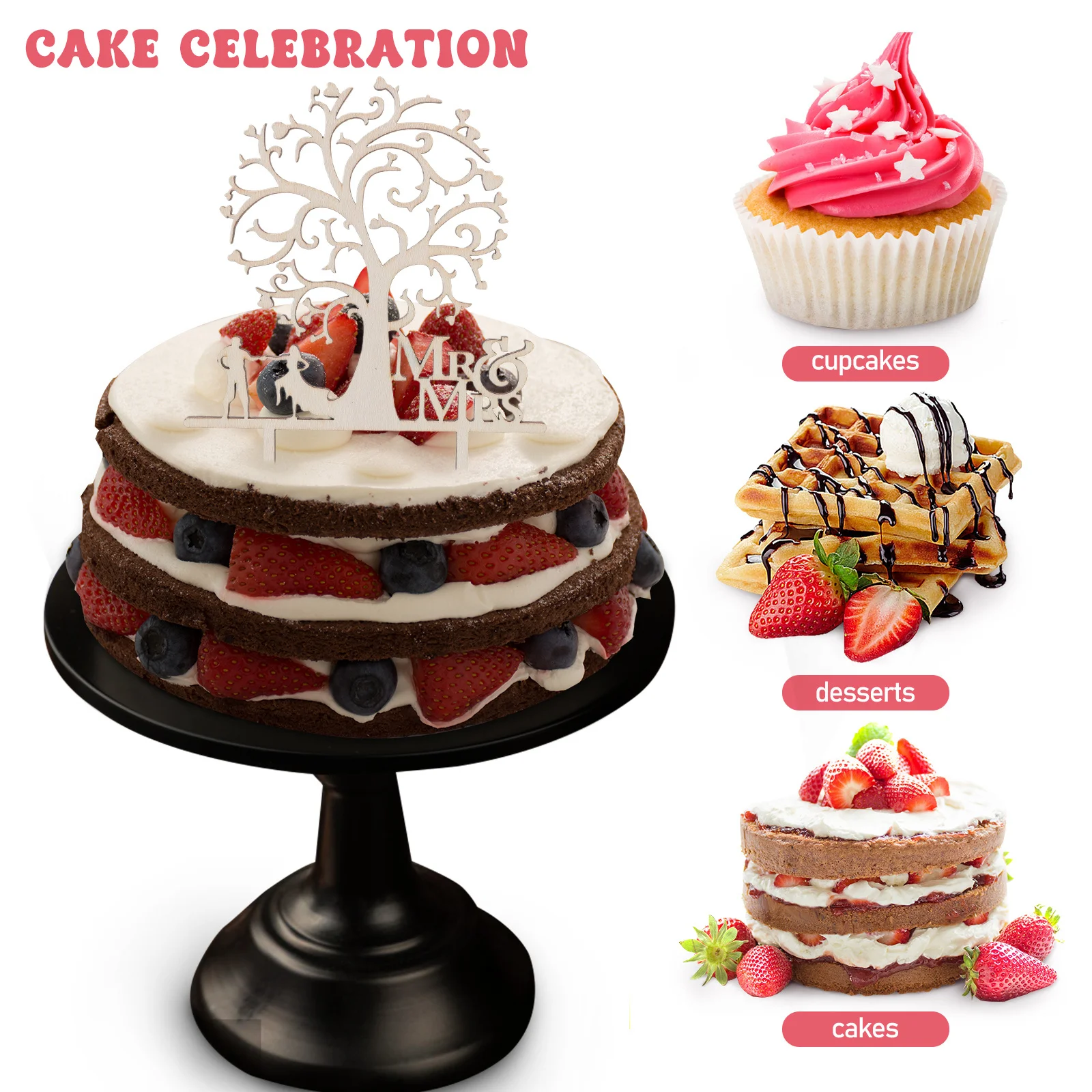 

2Pcs Rustic Wedding Decorations Bride Groom Wood Sculptures for Engagement Anniversary Party Romantic Cake Topper Home Decor