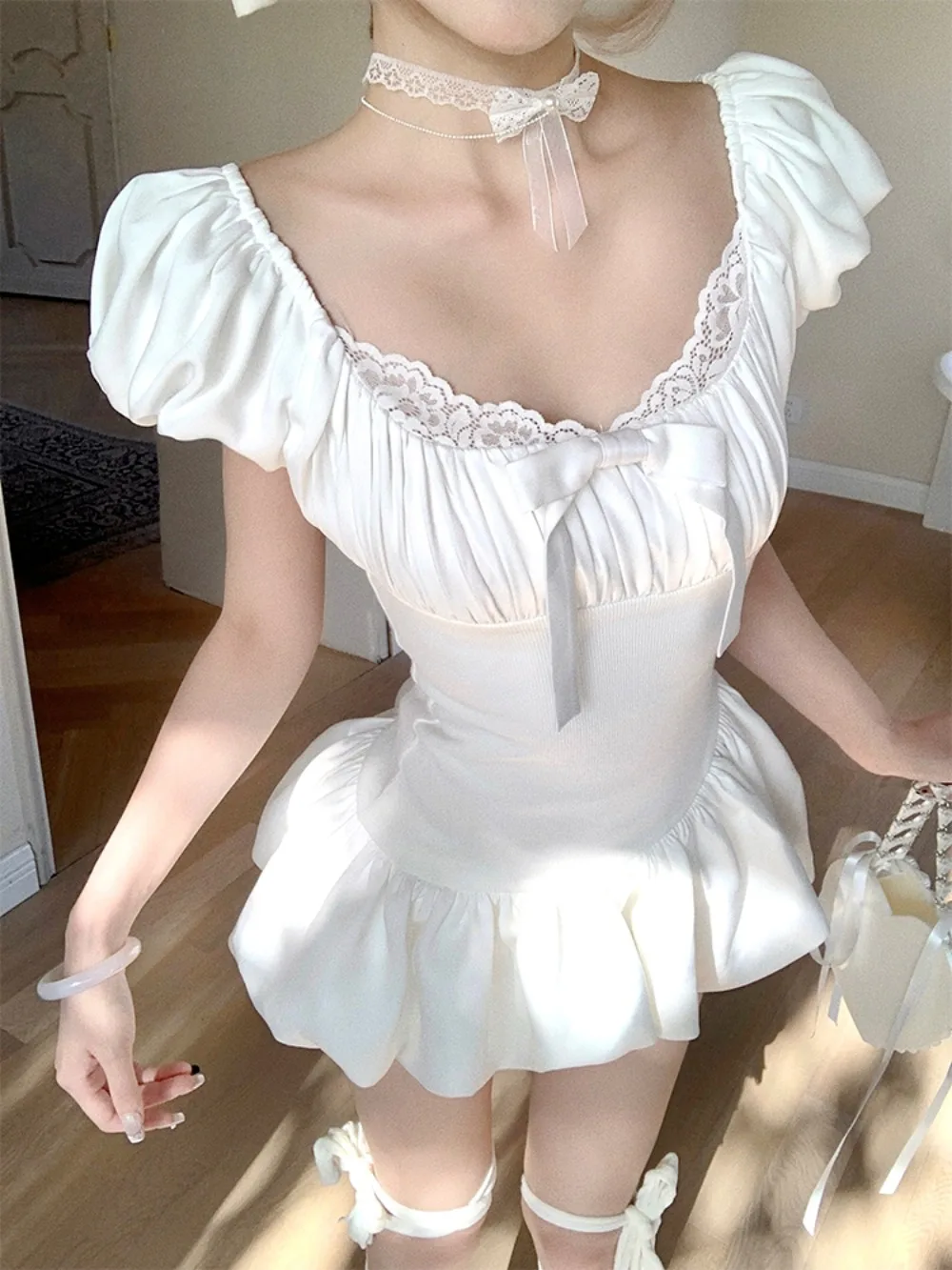 

Однотонные милые кружевные лоскутные комплекты, платье во французском стиле, бальное платье, короткие рюши, Mujer Faldas, элегантный тонкий костюм знаменитостей, юбка