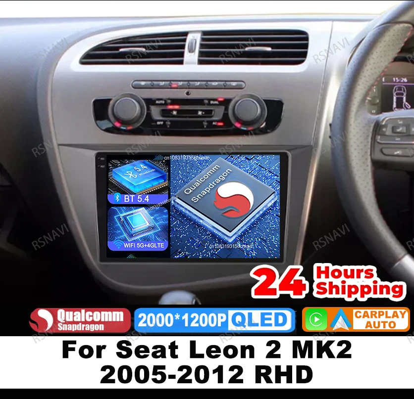 

Car Radio Android 15 For Seat Leon 2 MK2 2005-2012 RHD DVD Viedo Player BT 4G LTE Head Unit DSP Wireless Carplay Auto Autoradio