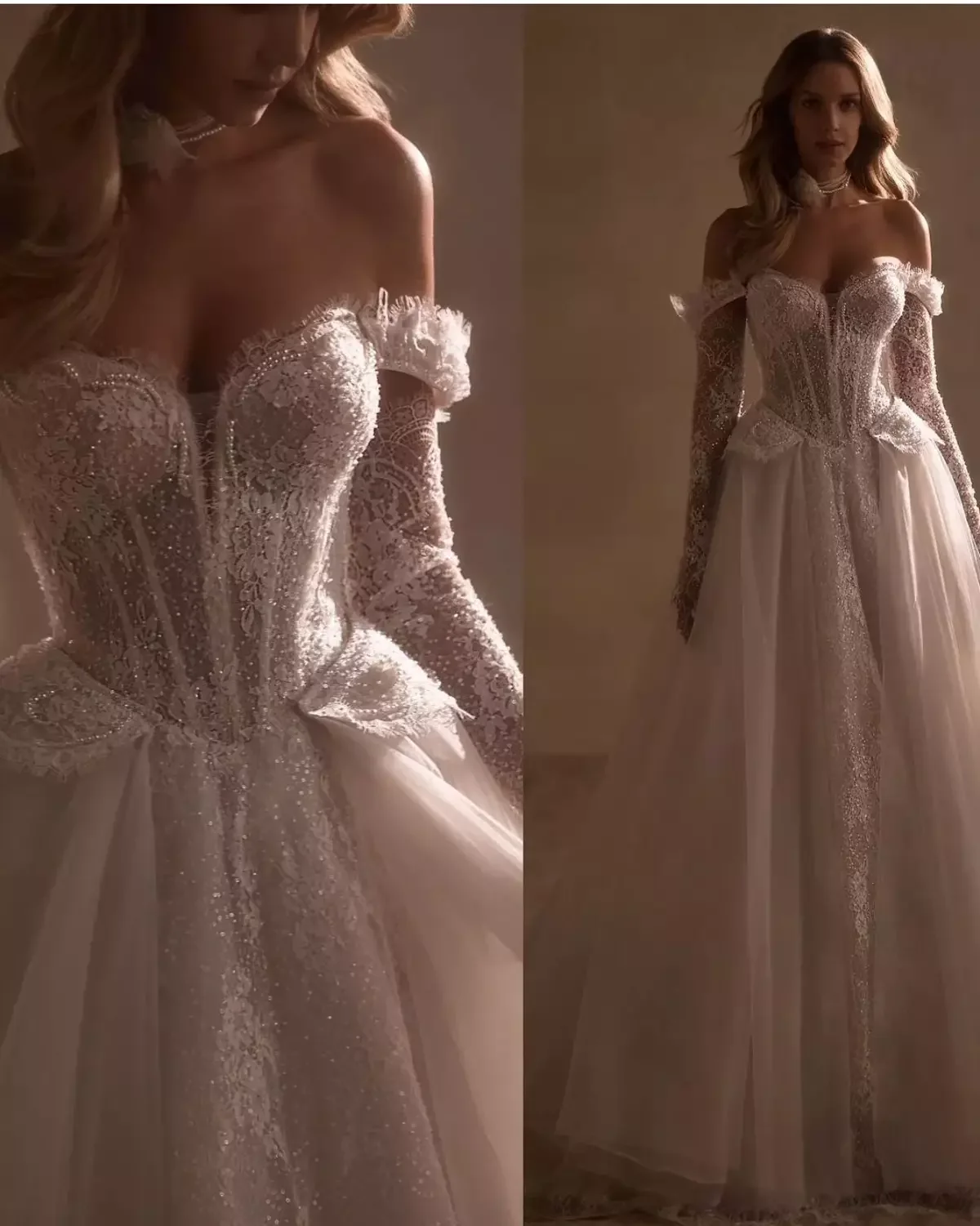 Luxurious Shiny A-Line Lace Decal Bead Decoration Women's Wedding Dress Sexy Sweetheart Off Shoulder Bridal Gown Customized
