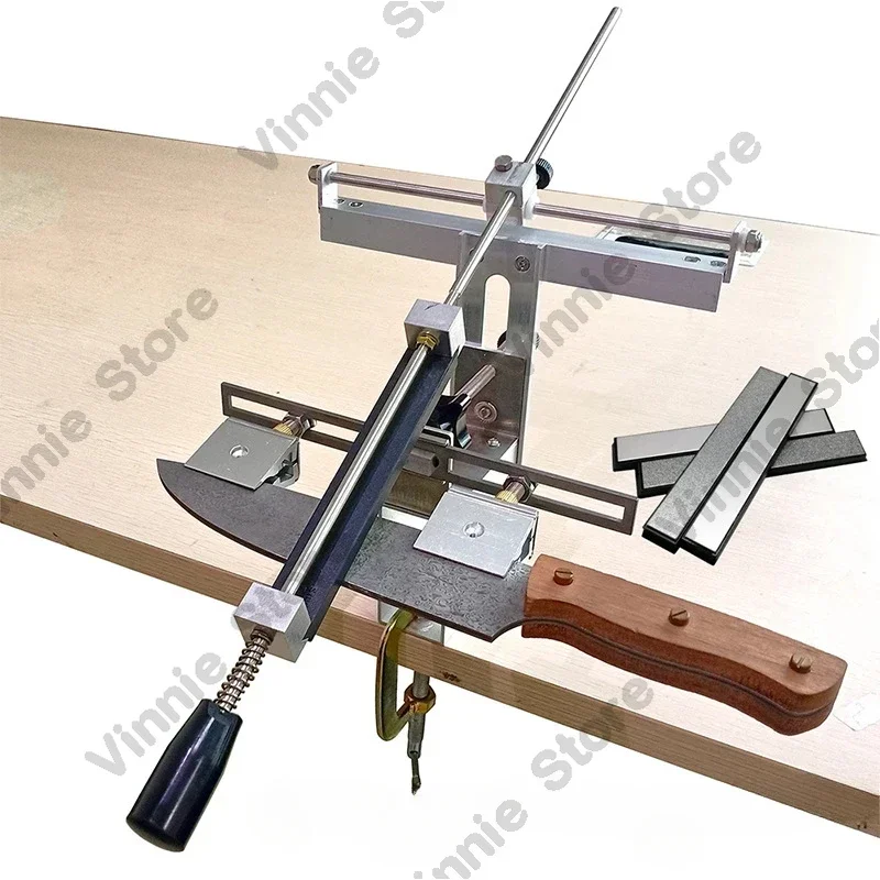 KME Fixed Angle Sharpener With Flip Chuck Double Chuck Mode With Four Diamond Grinding Stones Professional Metal Style