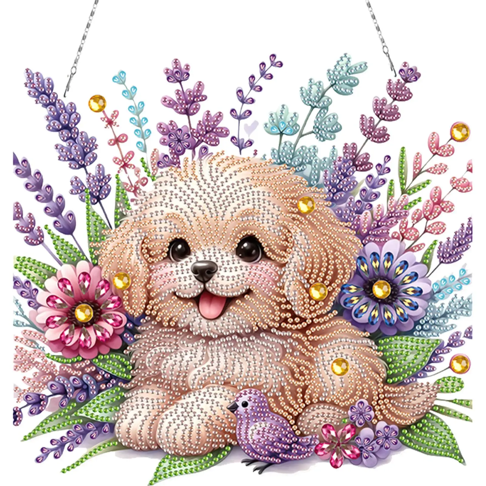 

Lavender Puppy 2D Flat DIY Diamond Painting Set Diamond Art Pendant Home Decor