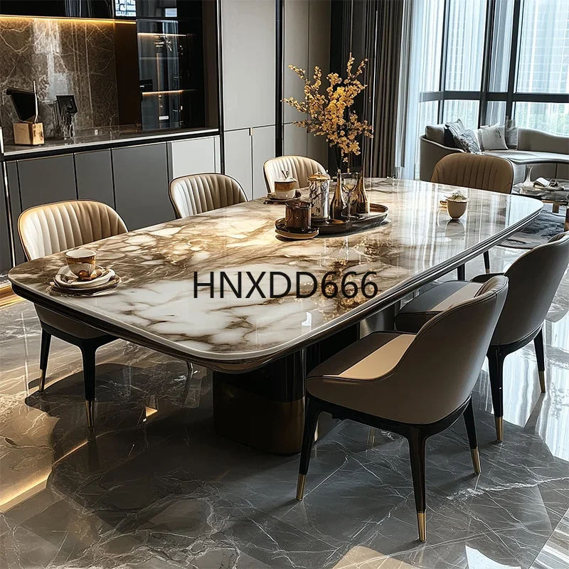 Large Ultra-Microcrystalline Stone Dining Table High-End Design for Flat Floor Apartment Modern Atmospheric Home Decor