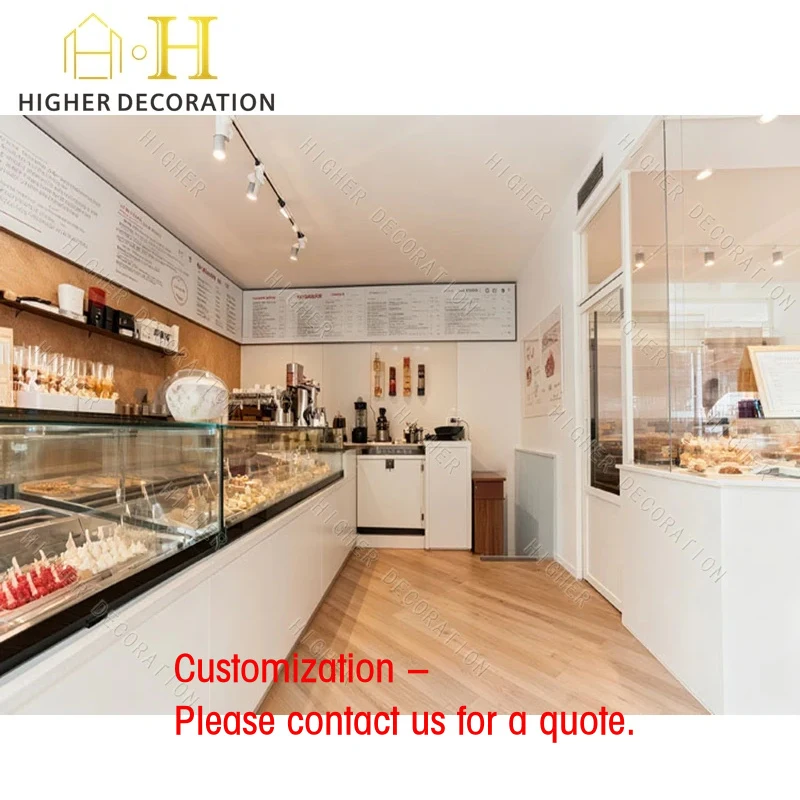 custom.Bakery Shop Interior Design Bakery Furniture Bakery Showcase Custom Luxury Coffee Bar Counter Glass Sweet Display Cou