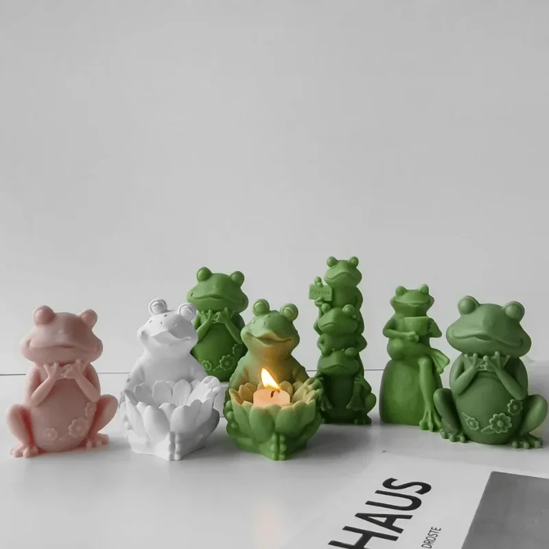 Frosch-Serie, niedlicher Kaffee, Willkommen, Frosch, Kerzenform, Aroma, Gips, Ornamente, Formen, handgefertigt, Silikon, Kerzenherstellung, Zubehör 2025,