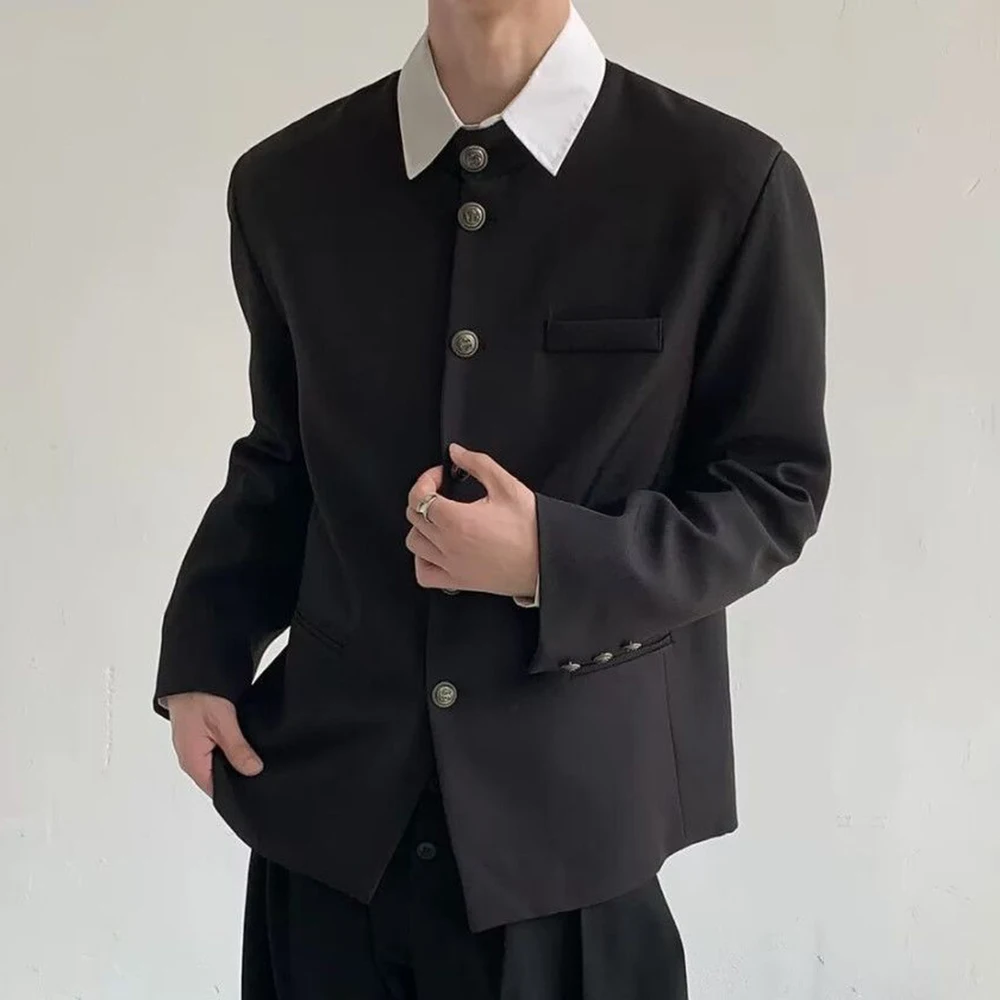 2026 Spring New Men's Solid Color Long-Sleeved Jacket Chinese Retro Fashion Trendy High Street Loose Casual Simple Men's Top