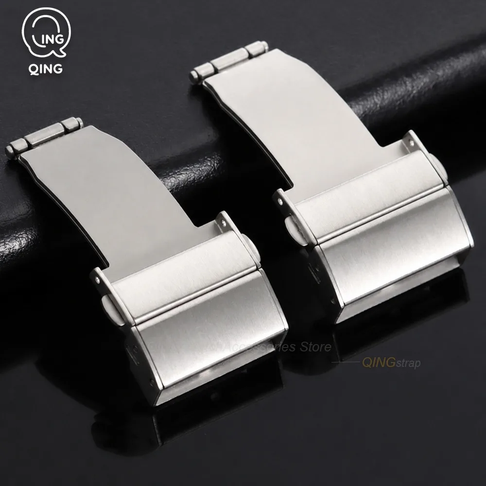 20mm 22mm Silver Watch Buckle Accessories Stainless Steel Folding Watch Clasp Double Press Watch Strap Button Deployment Buckles