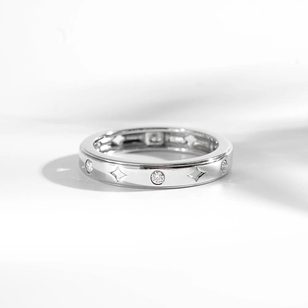 1.8mm D Color Round Cut Moissanite Wedding Band Ring 925 Sterling Silver Eternity Band Rings For Women Fine Jewelry Wholesale