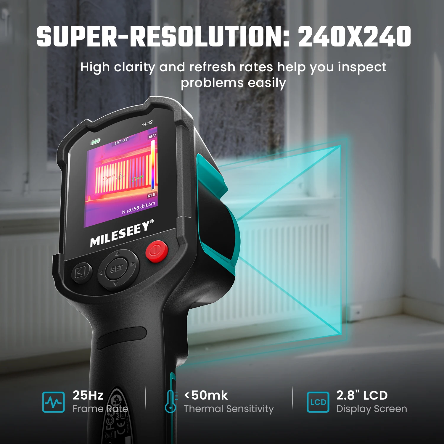 Resolution 240 X 240 MILESEEY TR10 Camera Termowizyjna Handheld Thermal Camera Infrared Thermometer