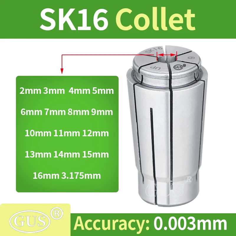 GUS SK10 SK16 Collet SSK10 SSK16 GSK10 GSK16 Collet Chuck Clamp Range 2-16mm SK collet CNC Machining Center Spring Chuck Collet