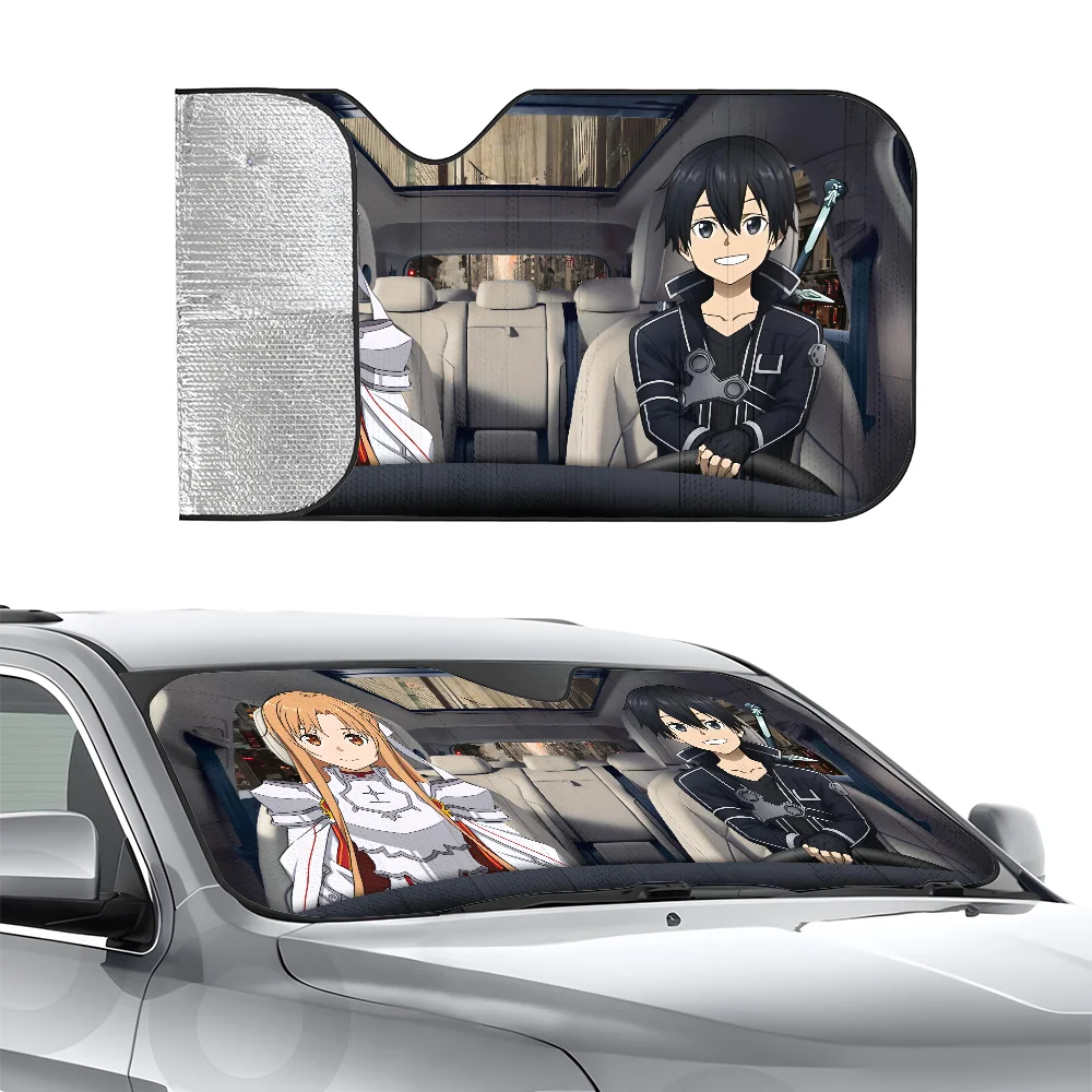 

S-Sword Art Online Car SunSha Three-layer Insulation Car Front Windshield Sun Sha Suction Cup Blocks UV Rays Sun