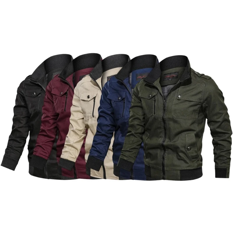 

Multi-pocket Cargo Jacket Men 2025 Autumn Winter Retro Collar Functional Military Cargo Jackets Men Solid Trench Army Green Coat