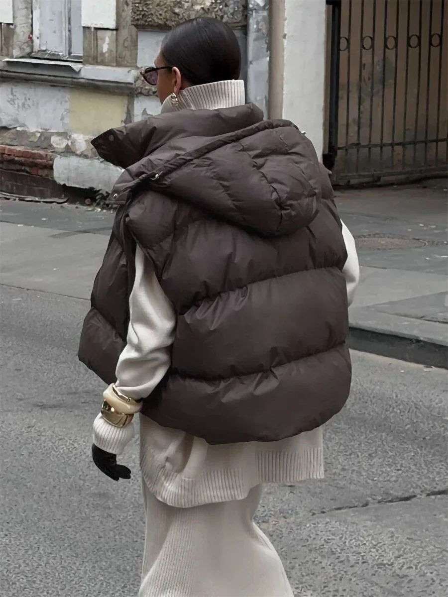 Wolfeel 2026 Winter New Thick Loose Warm Hooded European and American Casual Street Fashion Women's Wear Tank Top Cotton Jacket