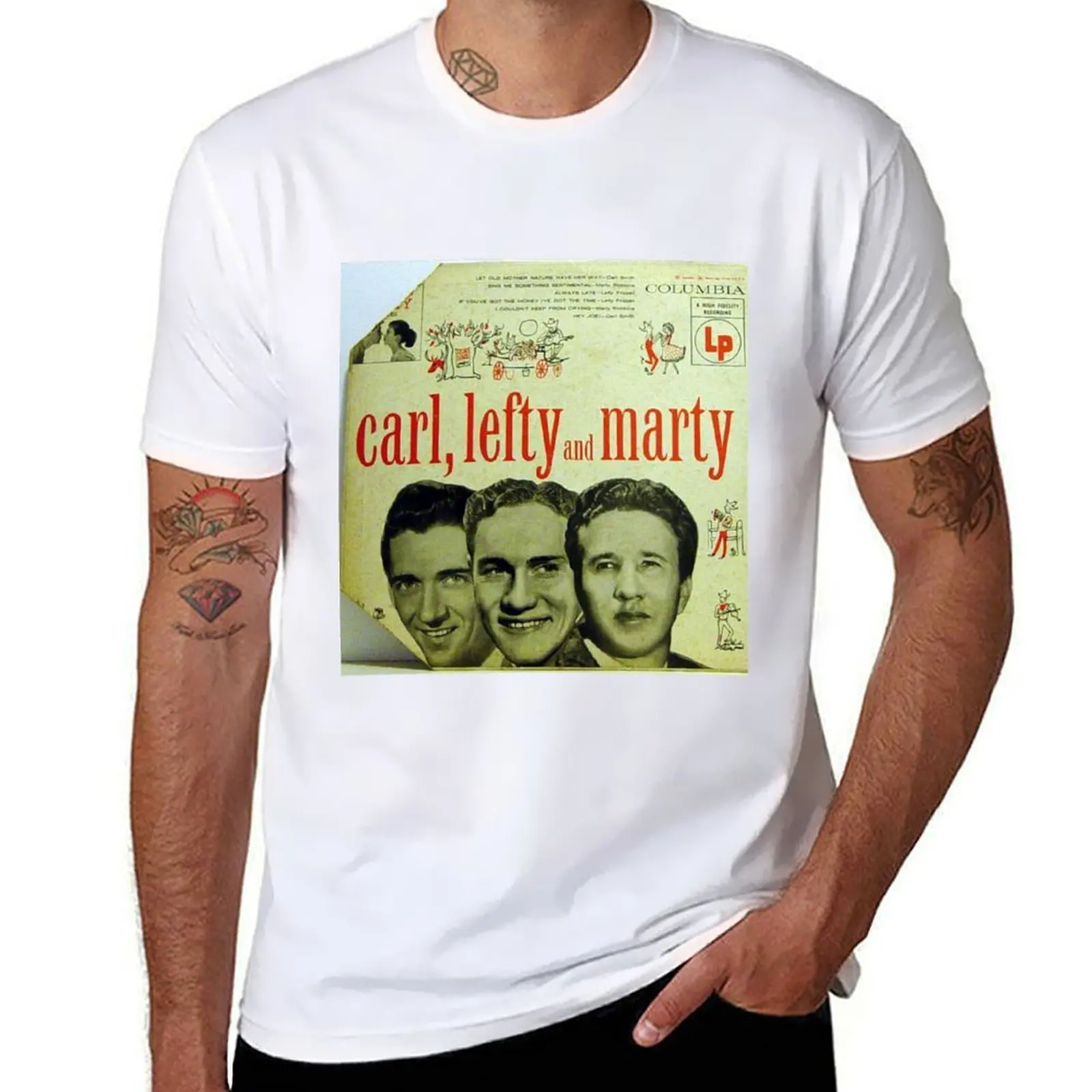 

Carl, Lefty and Marty; 1956 Country, Rockabilly 10 lp Cover T-Shirt man graphic t shirt t shirts for man slim fit T-Shirt