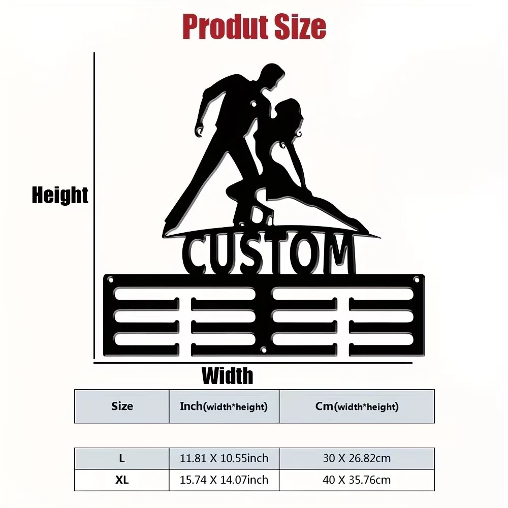 Custom Latin Dance Metal Medal Display, Elegant Dancer Silhouette Wall Art, Multi-Slot Design for Medals, Ribbons, and Keepsakes