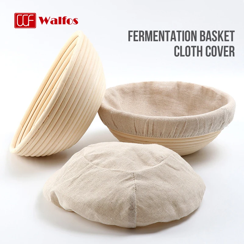 Walfos Cloth Covered Fermentation Basket Cotton Linen Round Oval Omelet Basket Lined Home Bread Dough Fermentation Baking Tools