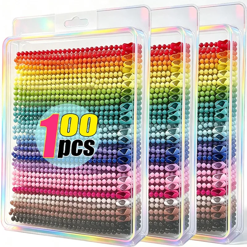 DIY Ball Bead Chains Colorful Keyrings Dolls Label Hand Tag Connector Making Iron Pendant Jewelry Accessories Keychains Supplies