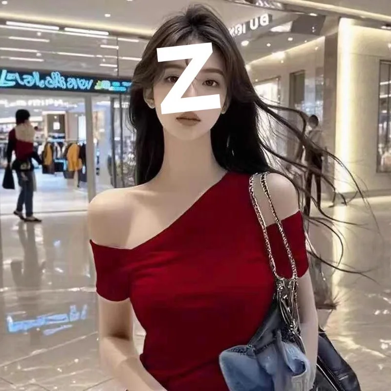 قبالة الكتف تي شيرت الدانتيل أعلى المرأة الحضرية المنخفضة قطع الكلاسيكية مريح بسيط الخام بسط فضفاض غسل الشارع الشهير الكورية نمط السيدات