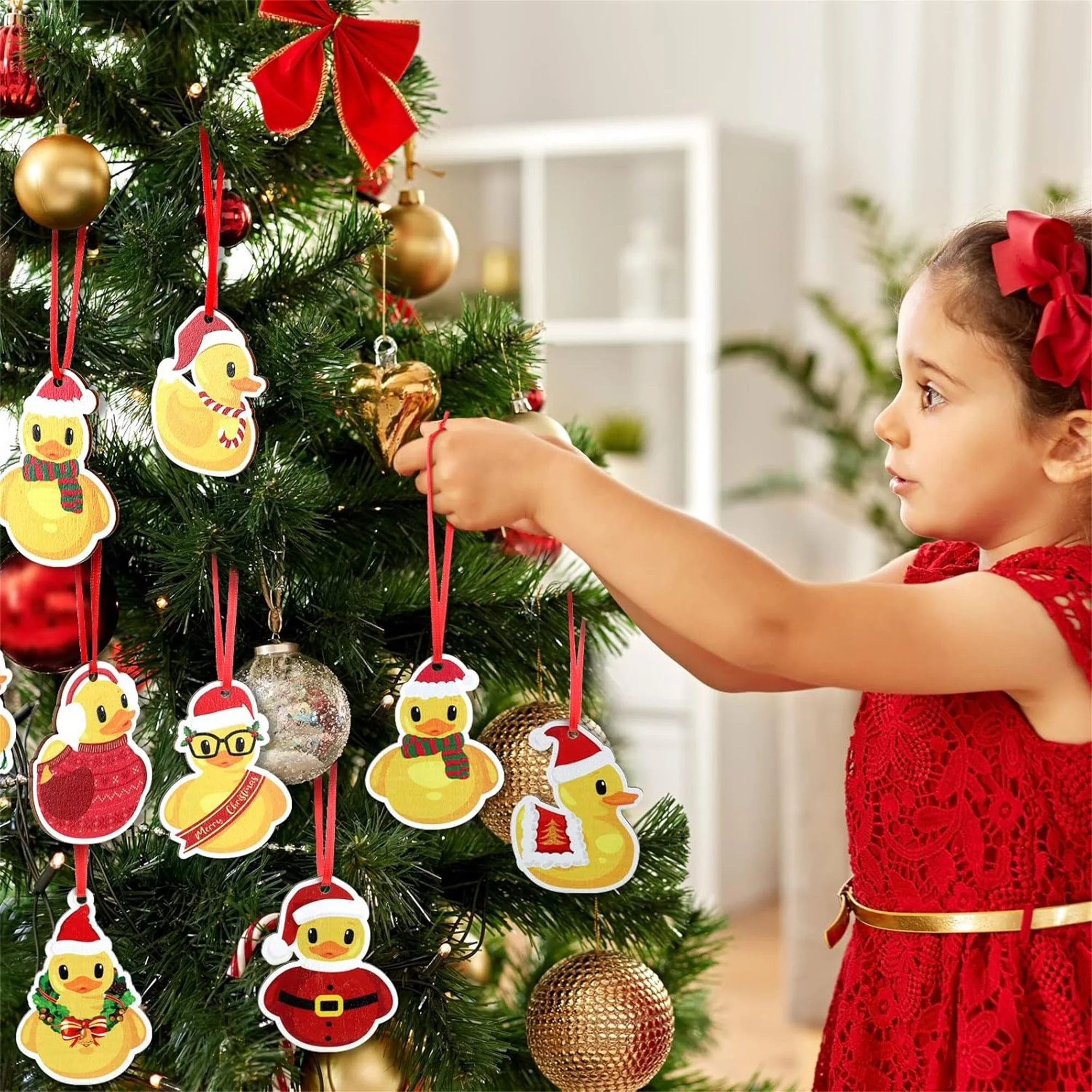 Adorabili ornamenti natalizi con pinguino per albero Decorazioni natalizie piatte in legno 2D da appendere Forniture artigianali Decorazioni per feste