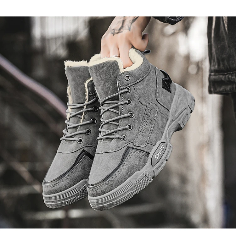 Herren-Schneestiefel, mit Fleece gefüttert für Wärme, verschleißfest und rutschfest, leicht und atmungsaktiv, weich und bequem, trendig und lässig, geeignet für Outdoor-Aktivitäten, Arbeit und Pendeln im Herbst und Winter. – Detail 14