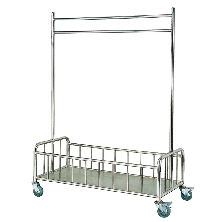 

Multifunctional cart Stainless steel trailer, hotel laundry, work car, crew movable with wheels to deliver clothes frame